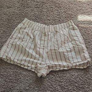 H&M White and Brown Striped Shorts